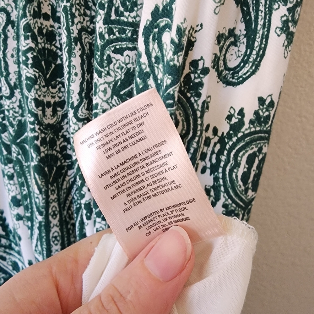 Anthropologie Green and White Paisley Maxi Dress - Picture 8 of 8